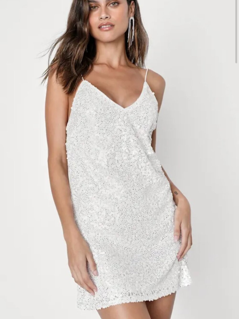 Lulus Force of Fashion White Backless Sequin Mini Dress